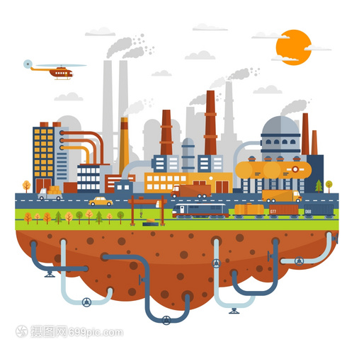 工业城市与化工厂 建筑、管道与景观的交响诗